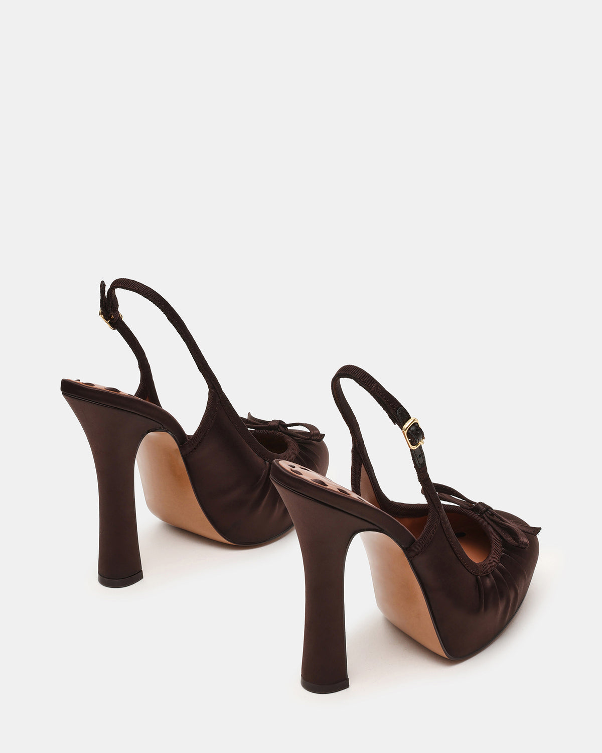 Steve Madden SOFIE Brown Satin Bow Slingback Platform Women's Heel