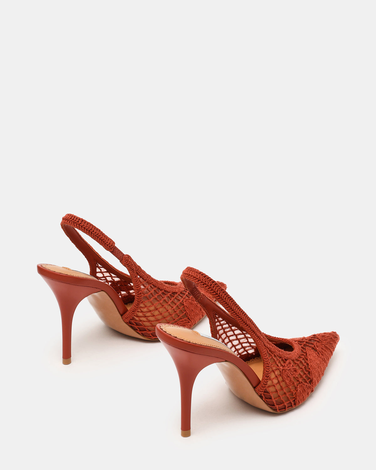 Steve Madden ANDROMEDA Crochet Terracotta Slingback Pointed-Toe Stiletto Pump Women's Heel
