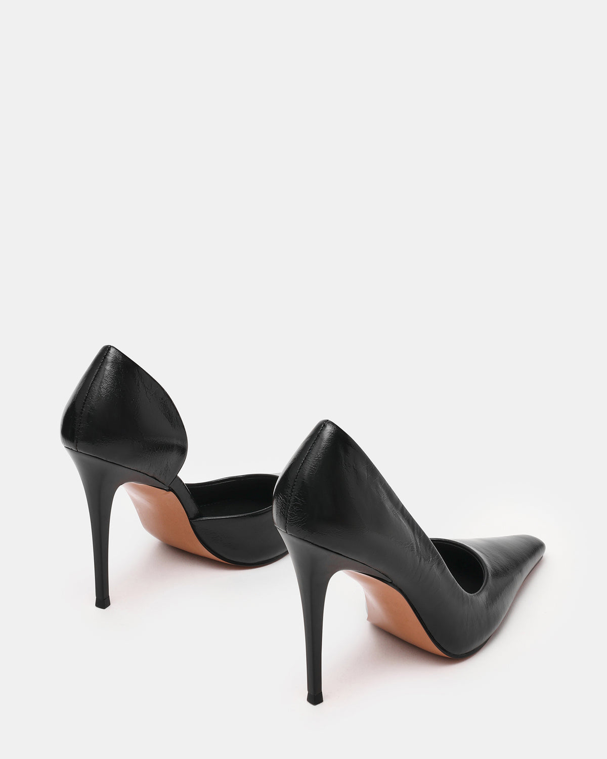 Steve Madden ELEGANT Black Leather Pointed-Toe Stiletto Pump Women's Heel