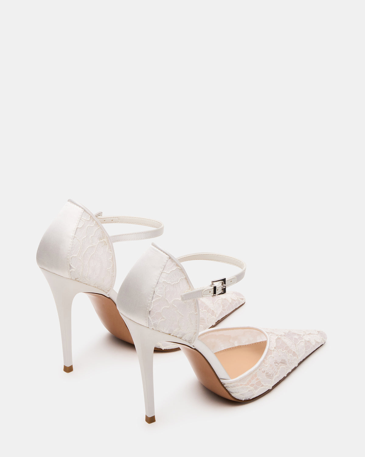 Steve Madden AVANT White Lace Pointed-Toe Stiletto Pump Women's Heel