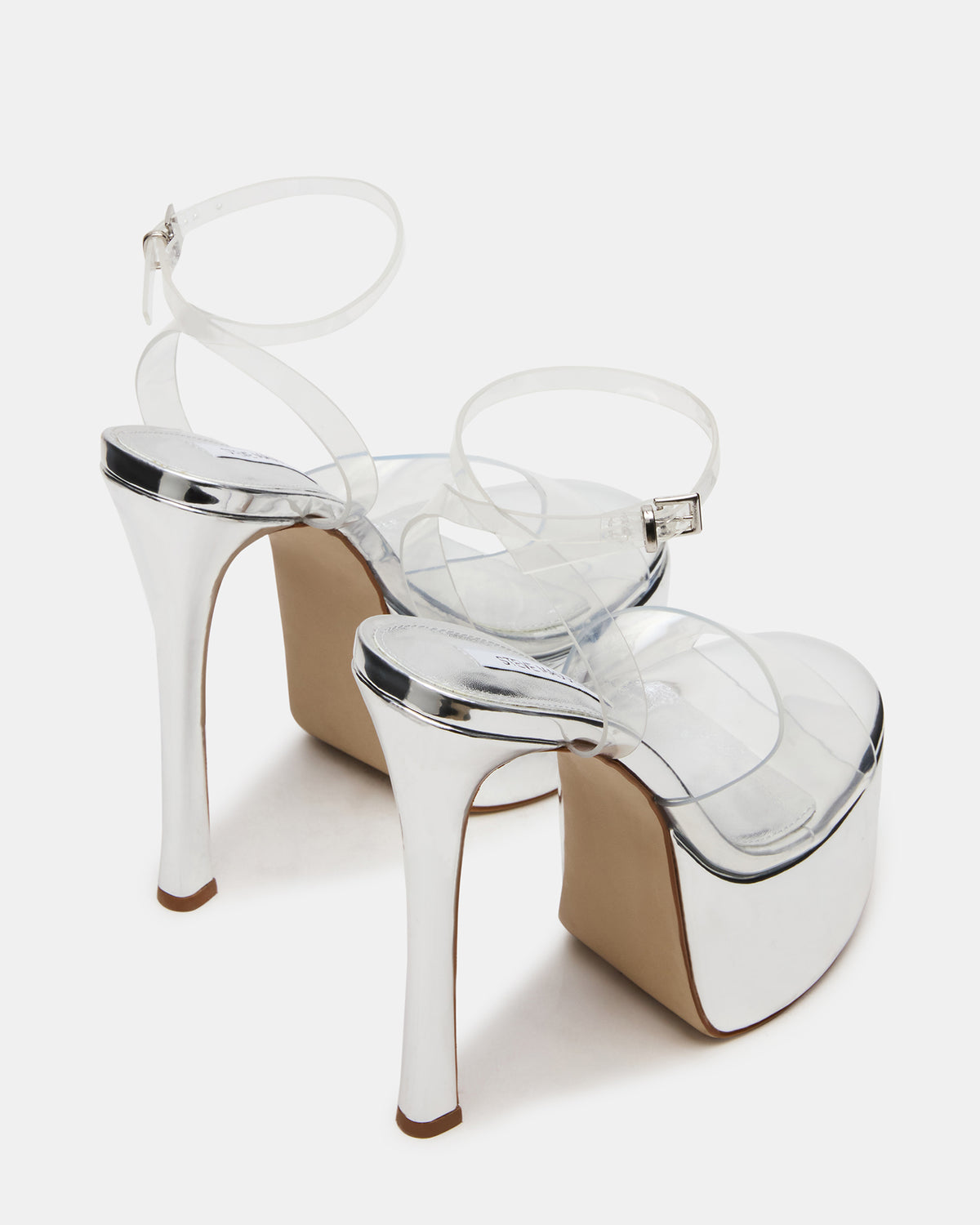 Steve Madden OLYSSIA Clear Platform Stiletto Ankle Strap Women's Heel