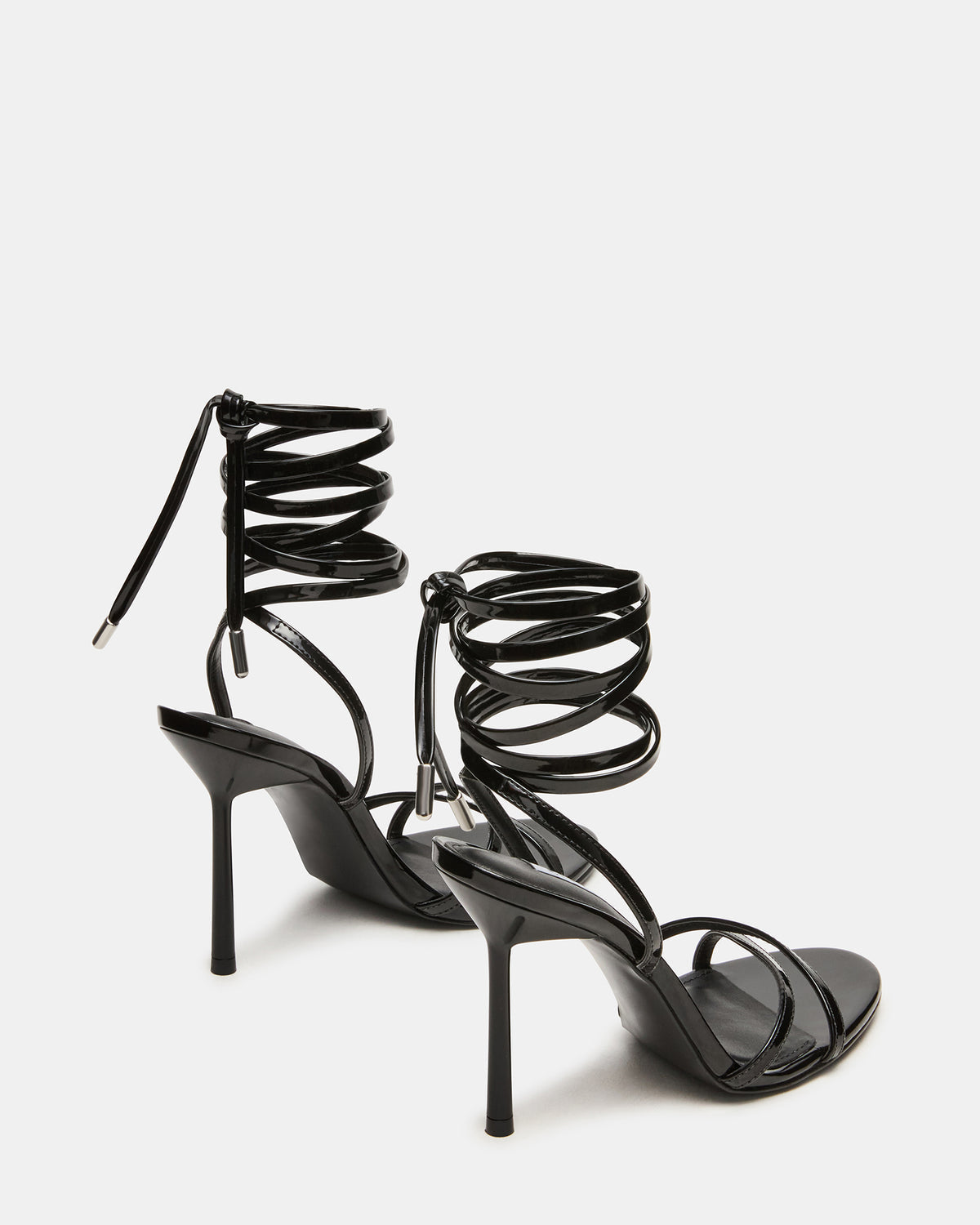 Steve Madden NERI Black Patent Strappy Stiletto Round-Toe Women's Heel