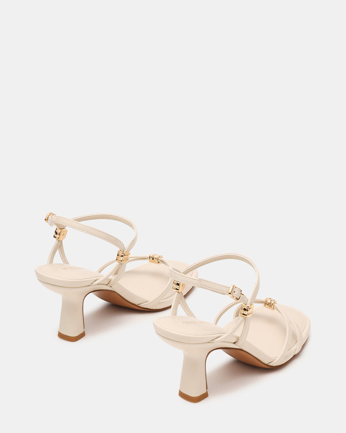 Steve Madden POSY Bone Gold-Detail Strappy Square-Toe Women's Heel
