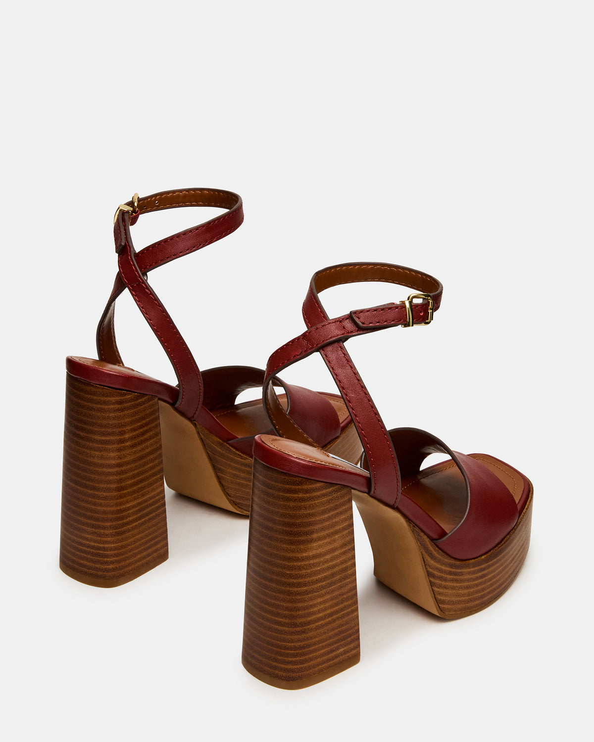 Steve Madden FLORIA Rust Leather Square-Toe Block Heel Platform Women's Heel