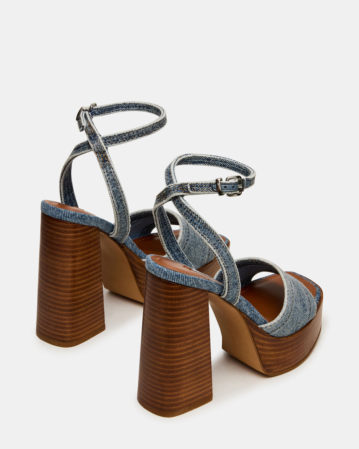 Steve Madden FLORIA Denim Square-Toe Block Heel Platform Women's Heel