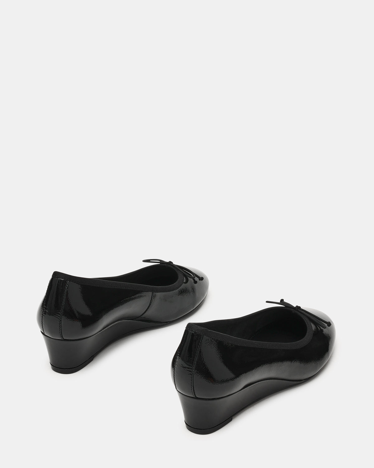 Steve Madden KLUTZY Black Patent Ballet Wedge Bow Round-Toe Women's Heel