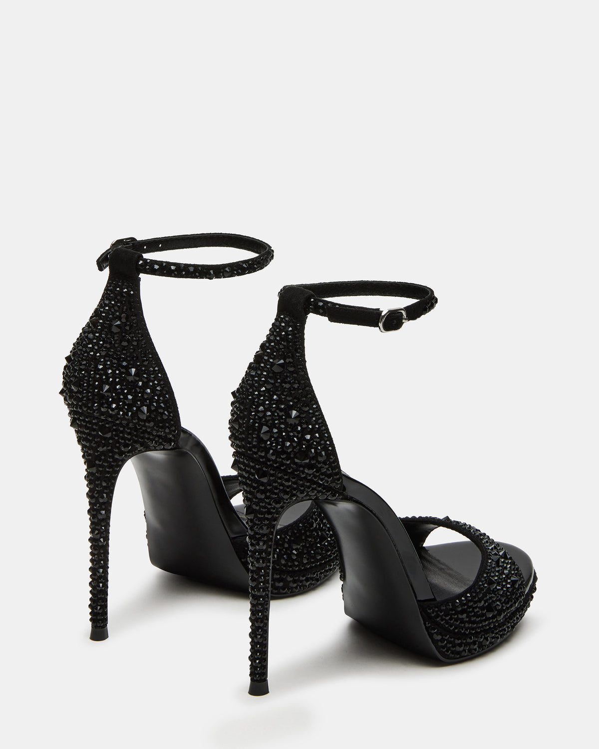 Steve Madden WILEY Black Rhinestone Women's Open Toe Stiletto Heel