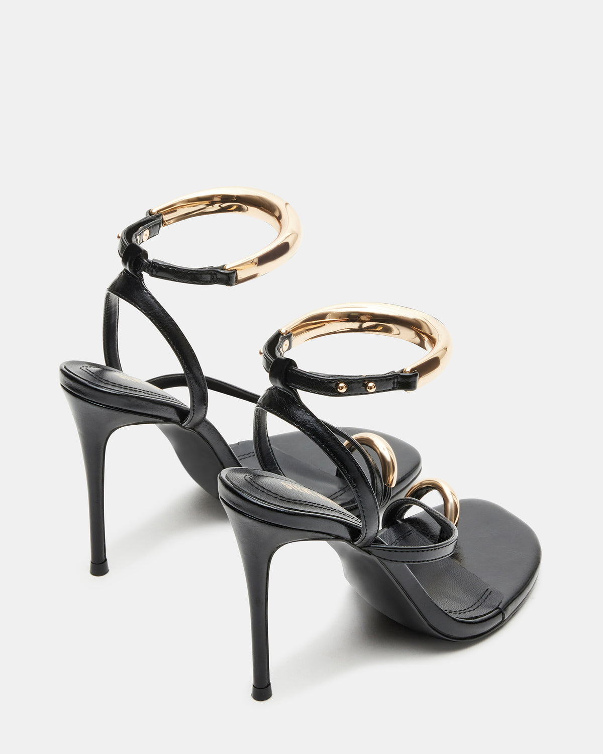 Steve Madden TIA Black Strappy Open-Toe Stiletto Women's Heel