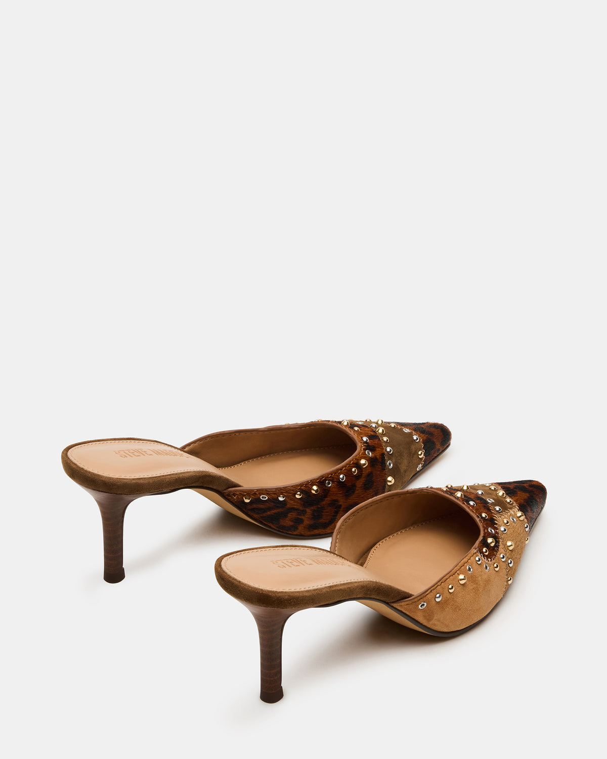 Steve Madden ALEXI Leopard Multi Studs Pointed-Toe Mule Women's Heel