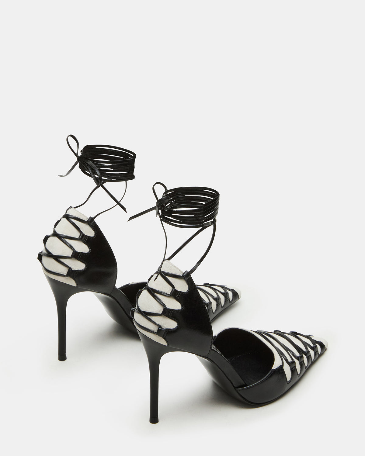 Steve Madden DANGER Black Multi Pointed-Toe Lace-Up Stiletto Pump Women's Heel