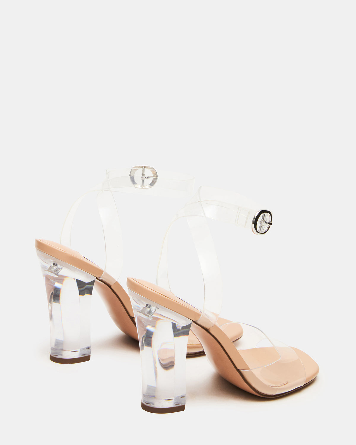 Steve Madden WHISTLE Clear Square-Toe Block Heel Women's Heel