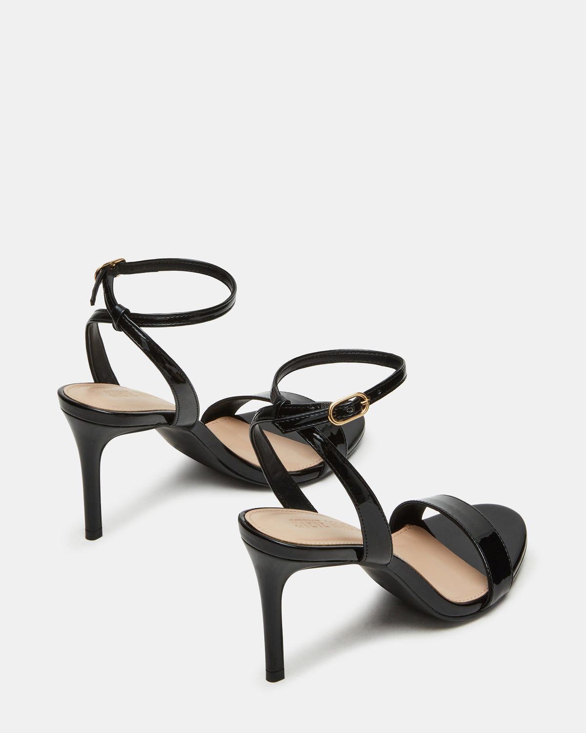 Steve Madden SUZIE Black Patent Women's Open Toe Stiletto Strappy Heel