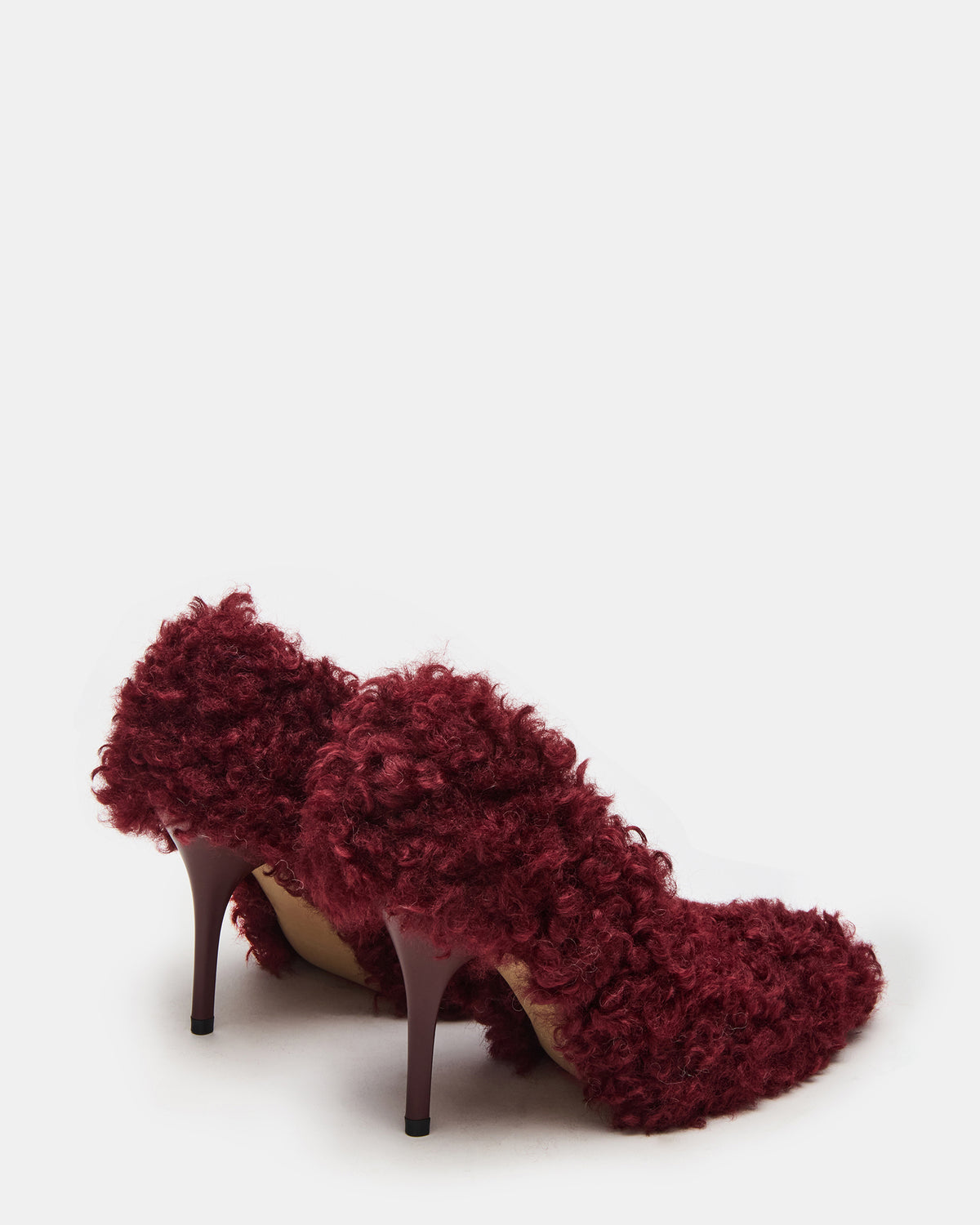 Steve Madden ACHILLES Red Pointed-Toe Faux Fur Stiletto Women's Heel