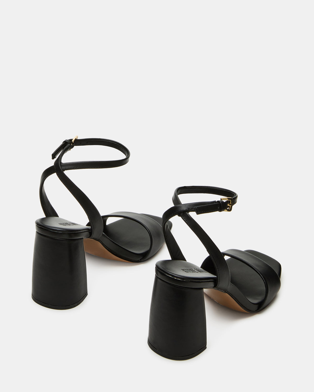 Steve Madden MESSA Black Leather Women's Square-Toe Block Heel