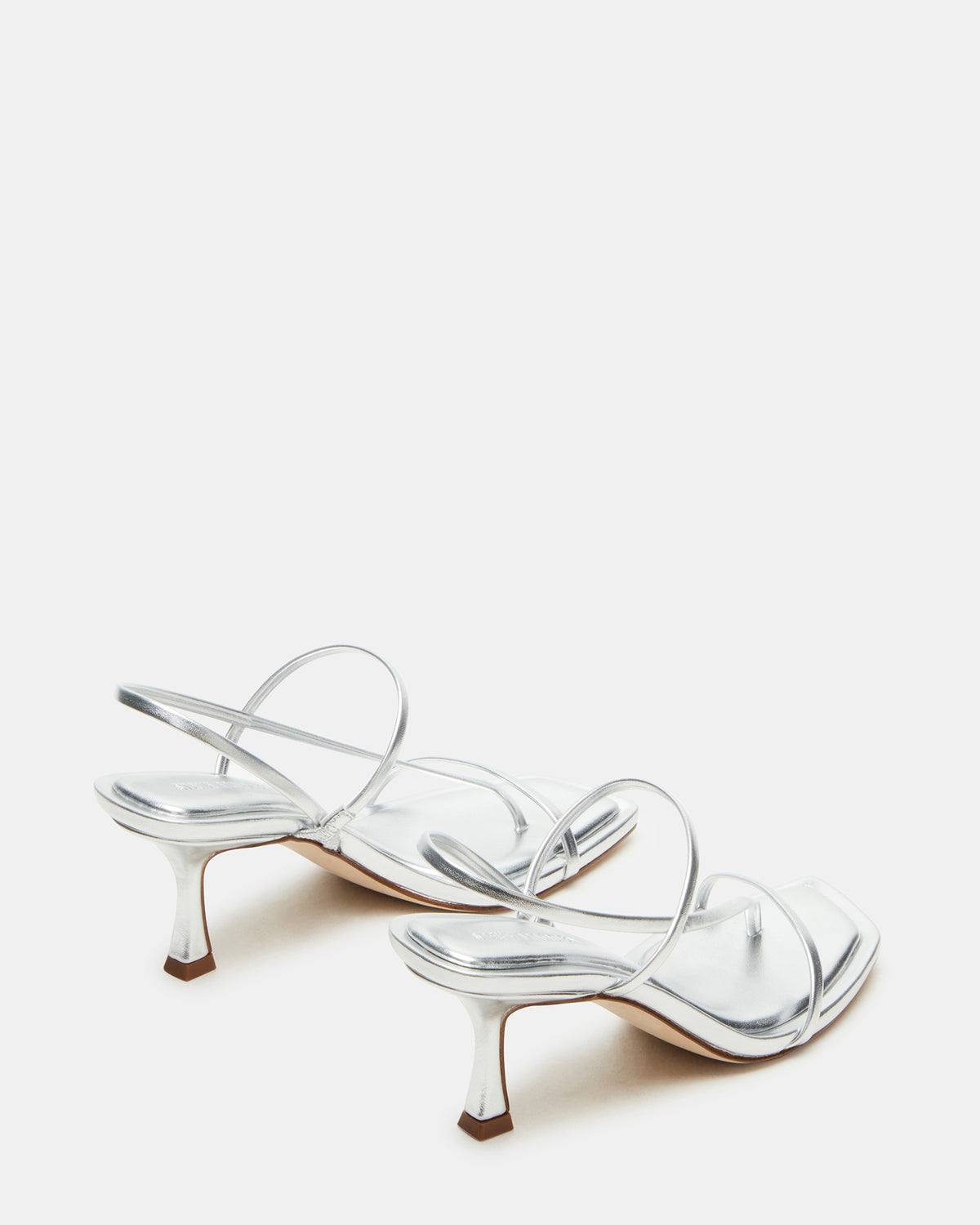 Steve Madden LOCKE Silver Women's Dainty Strappy Square Toe Heel