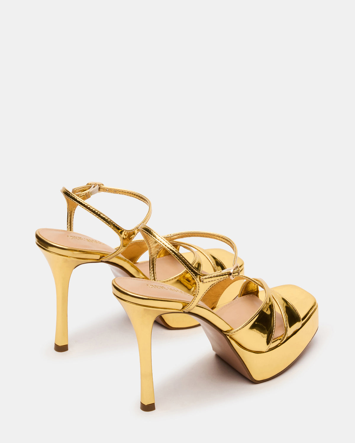 Steve Madden SCARLET Gold Square-Toe Strappy Platform Women's Heel