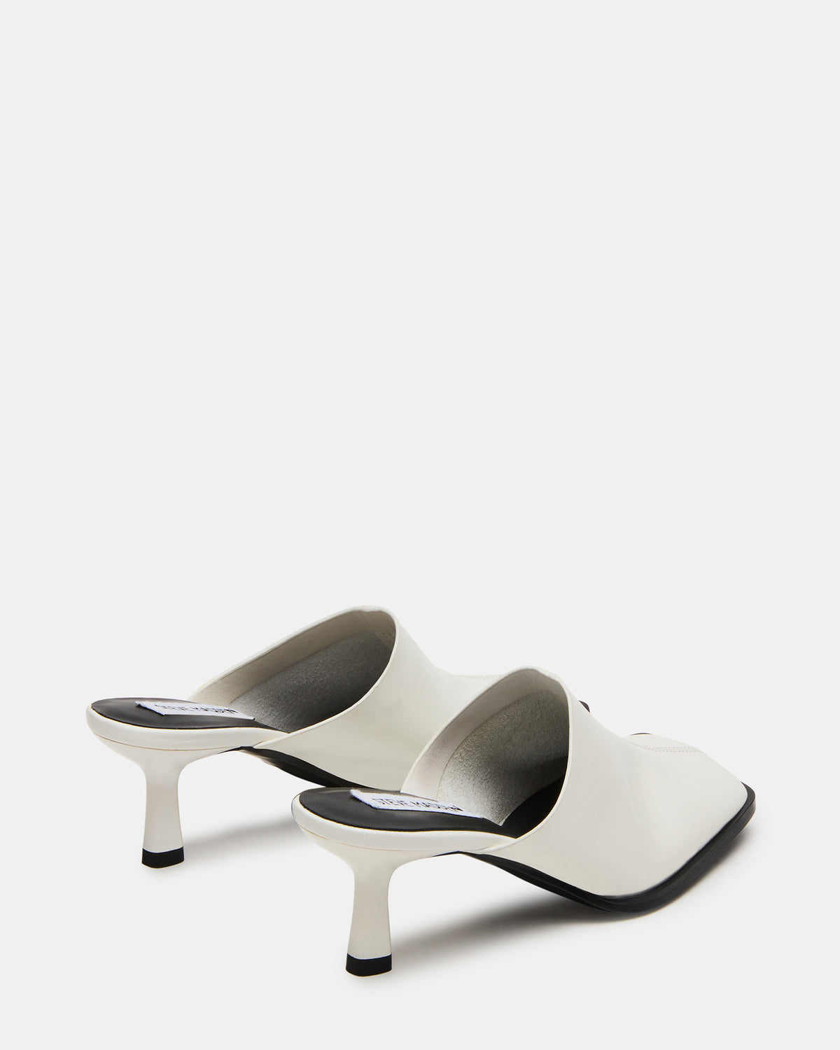 Steve Madden DEMPSEY White Leather Square-Toe Mule Women's Heel