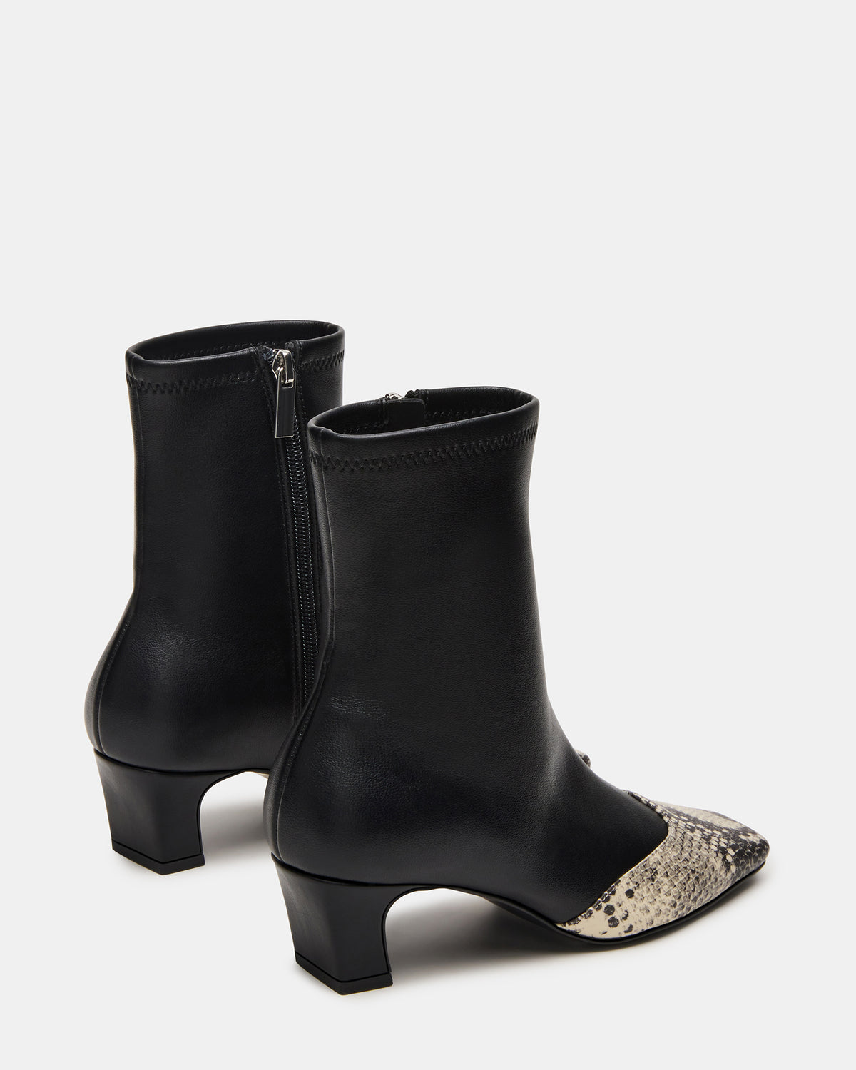 Steve Madden JETER Black Snake Square-Toe Women's Ankle Boot