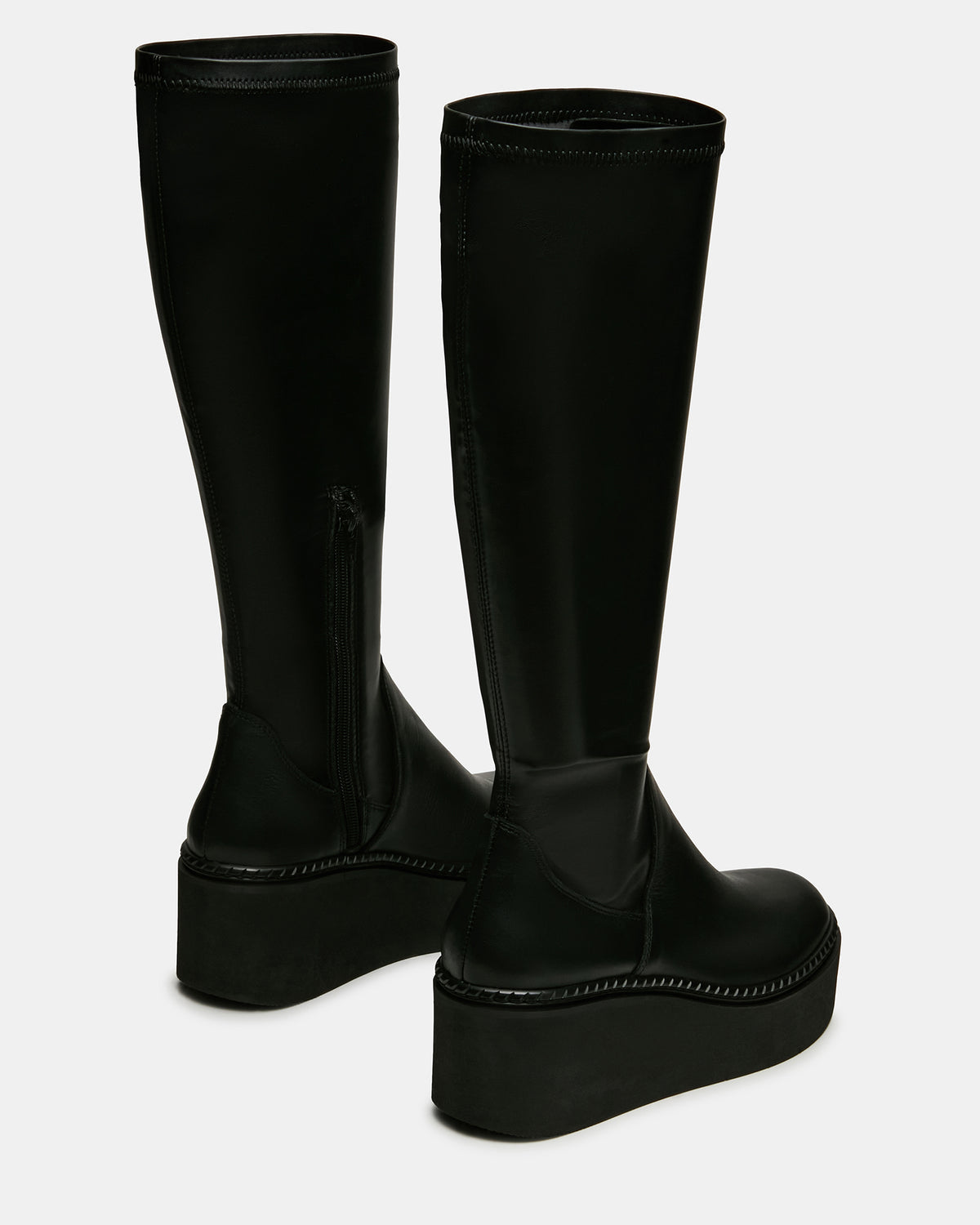 Steve Madden DRACO Black Knee-High Round-Toe Platform Women's Boot