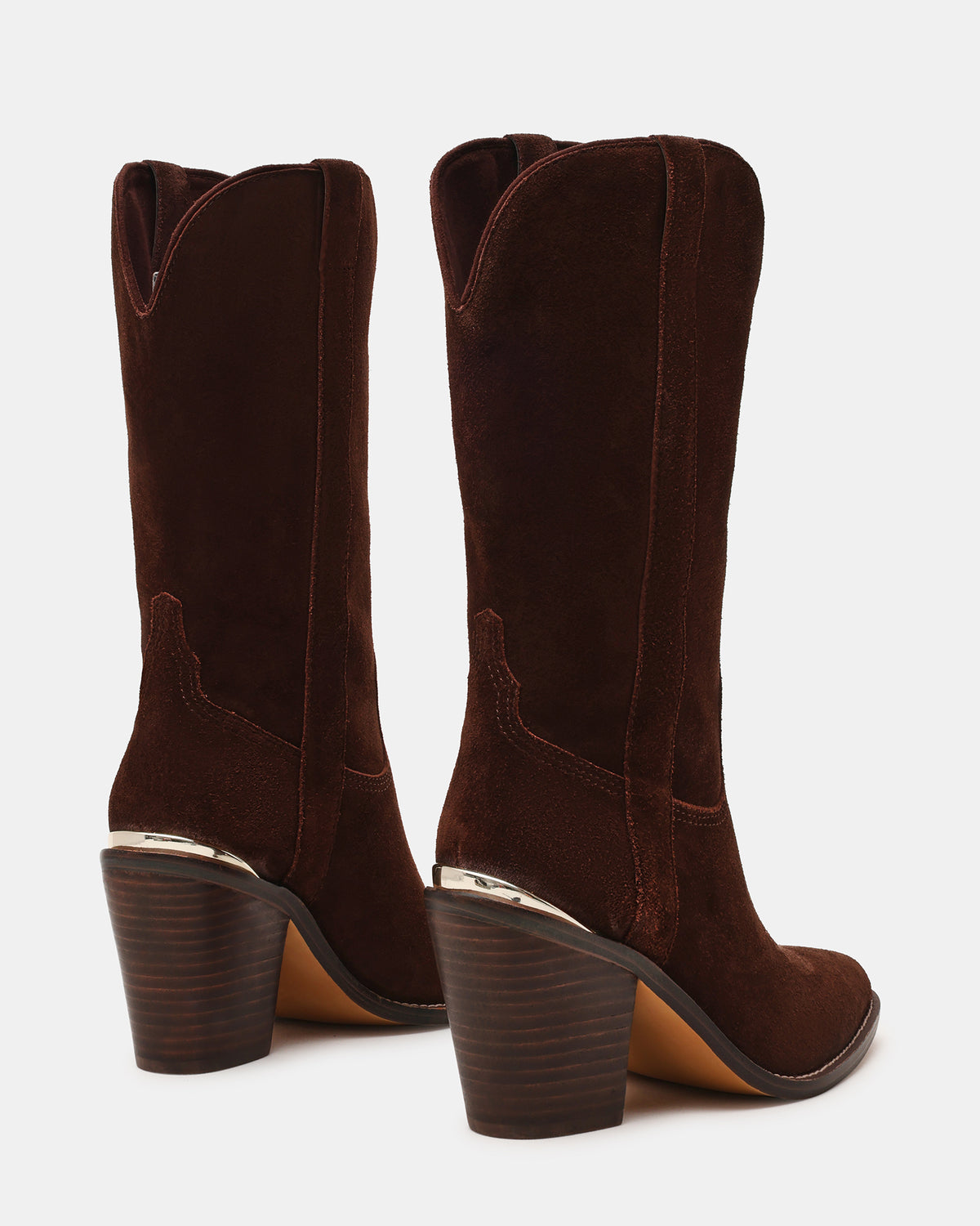 Steve Madden SALLY Brown Suede Pointed-Toe Western Block Heel Women's Boot
