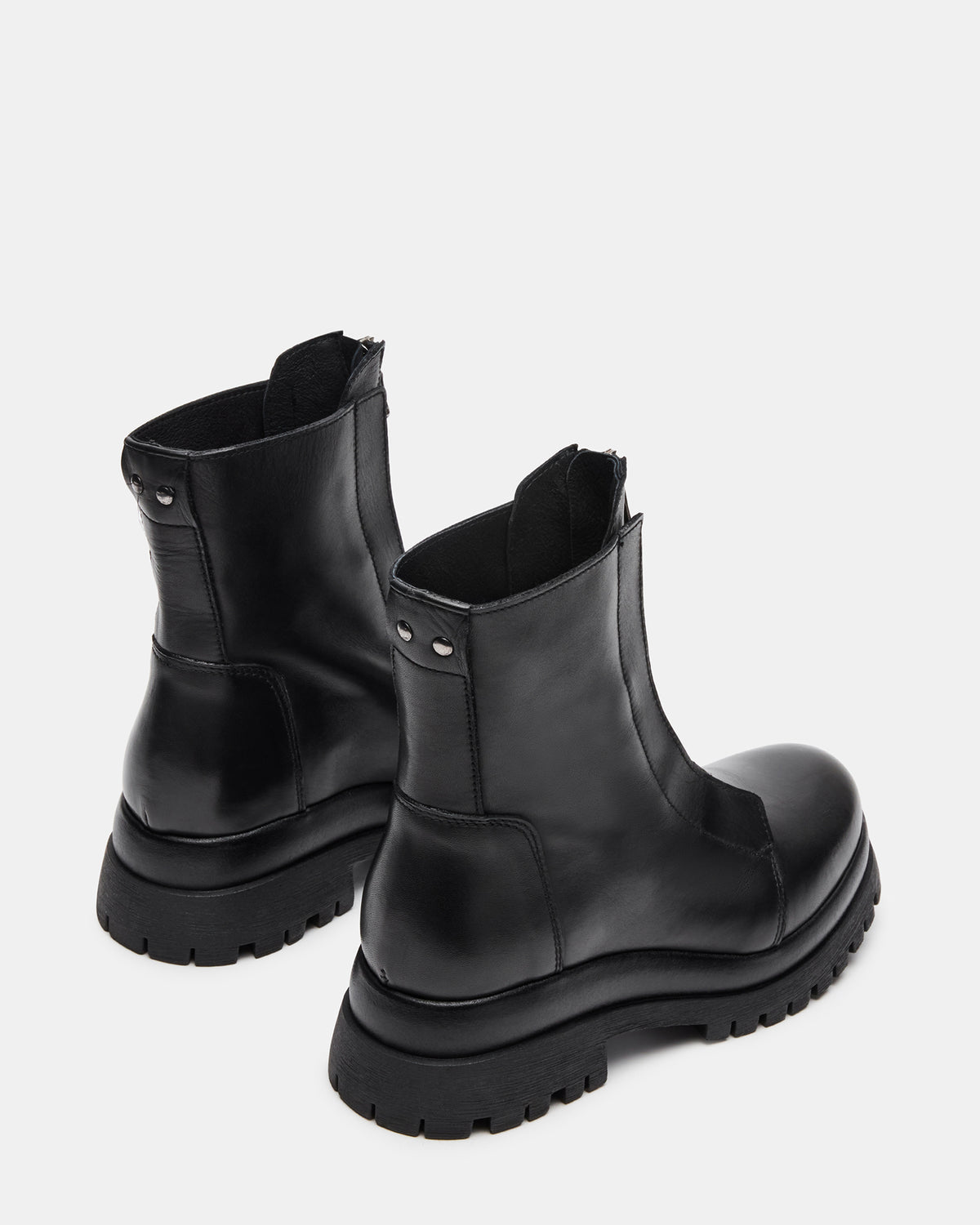 Steve Madden MILTON Black Leather Moto Women's Ankle Boot