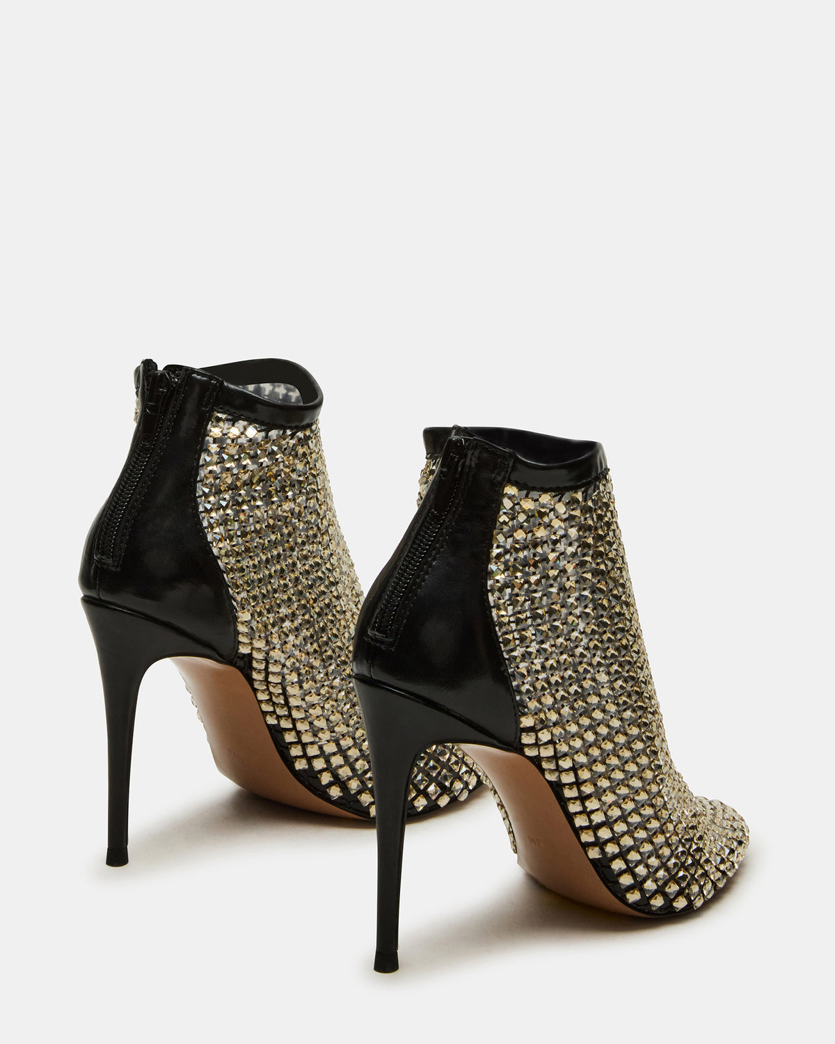 Steve Madden DANCIN Gold Multi Stiletto Heeled Mesh Rhinestone Women's Ankle Boot