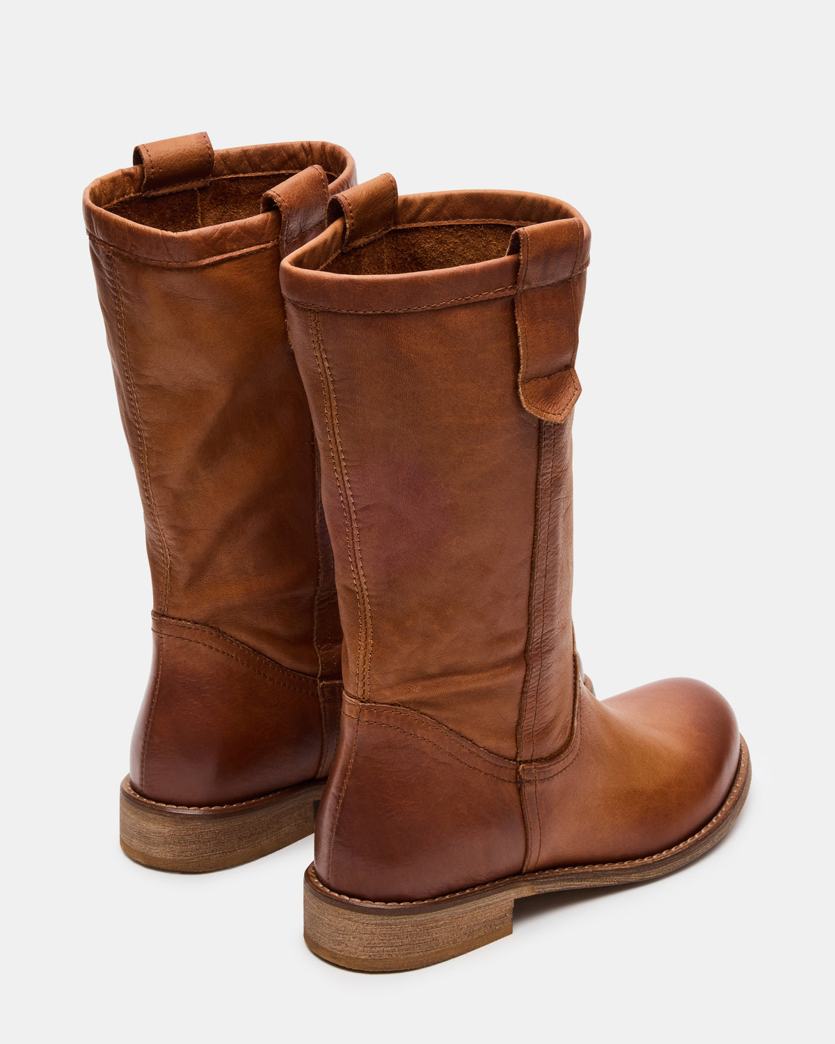 Steve Madden RUBEN Cognac Leather Rounded Toe Women's Boot
