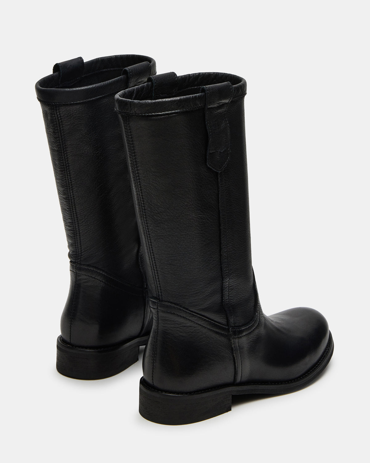 Steve Madden RUBEN Black Leather Rounded Toe Women's Boot