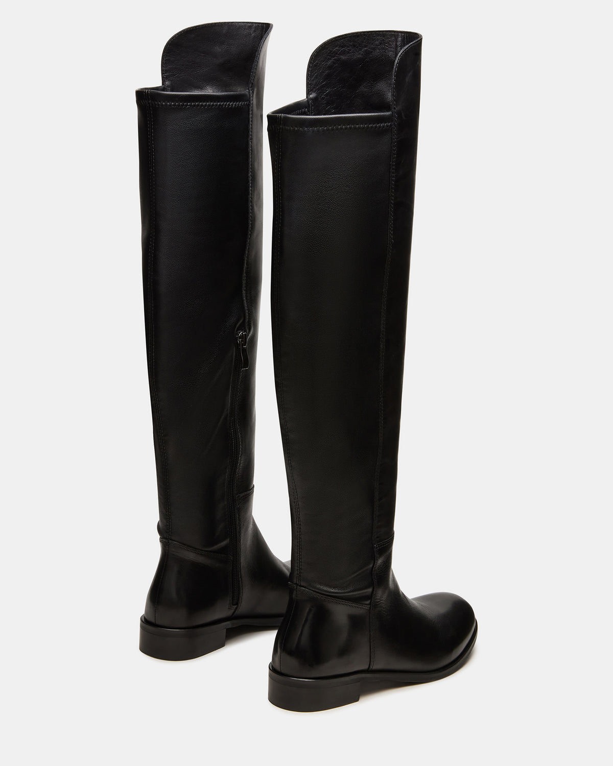 Steve Madden LANCASTER Black Leather Over-the-Knee Round Toe Women's Boots