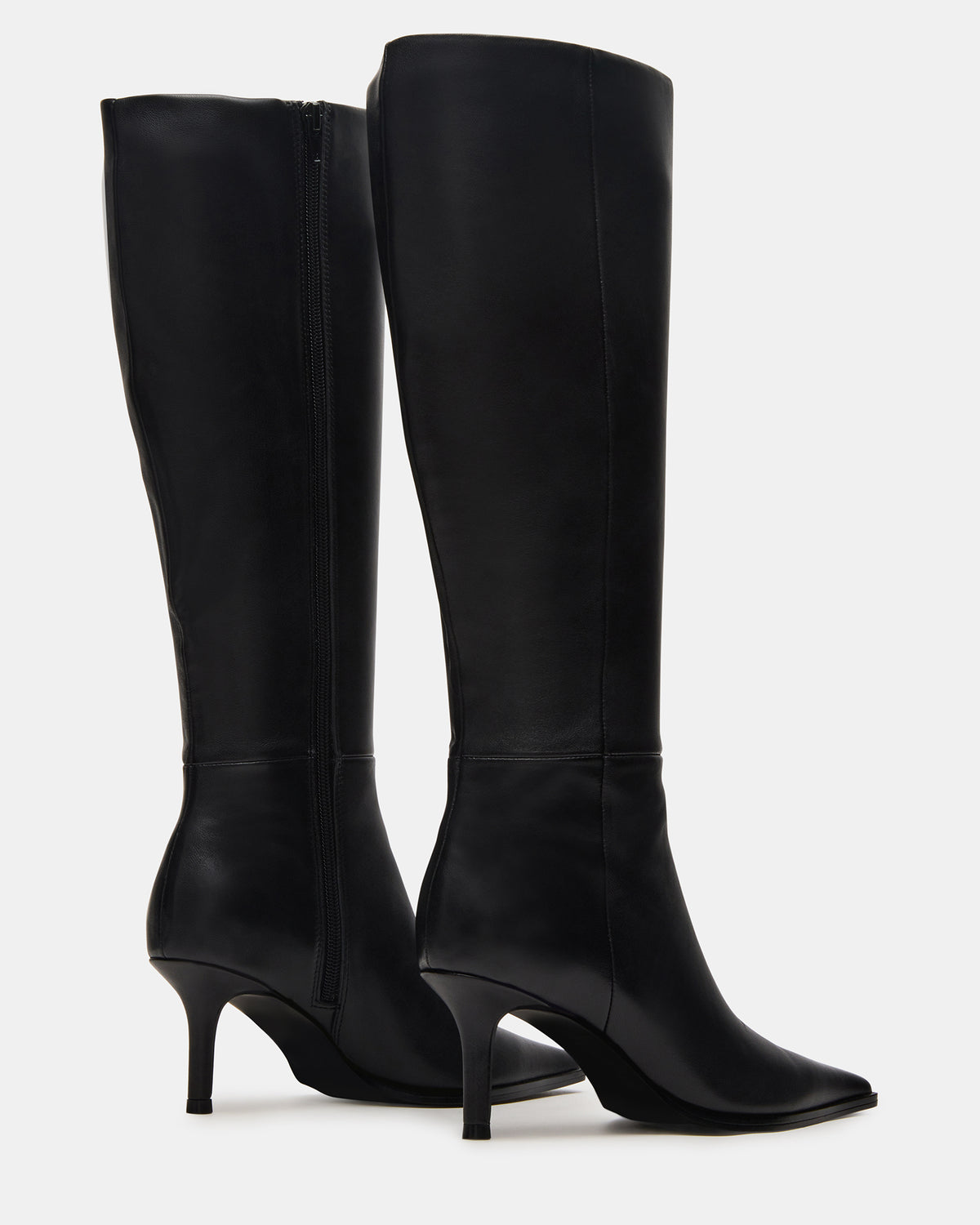 Steve Madden LINGO Black Leather Pointed-Toe Knee-High Women's Boot