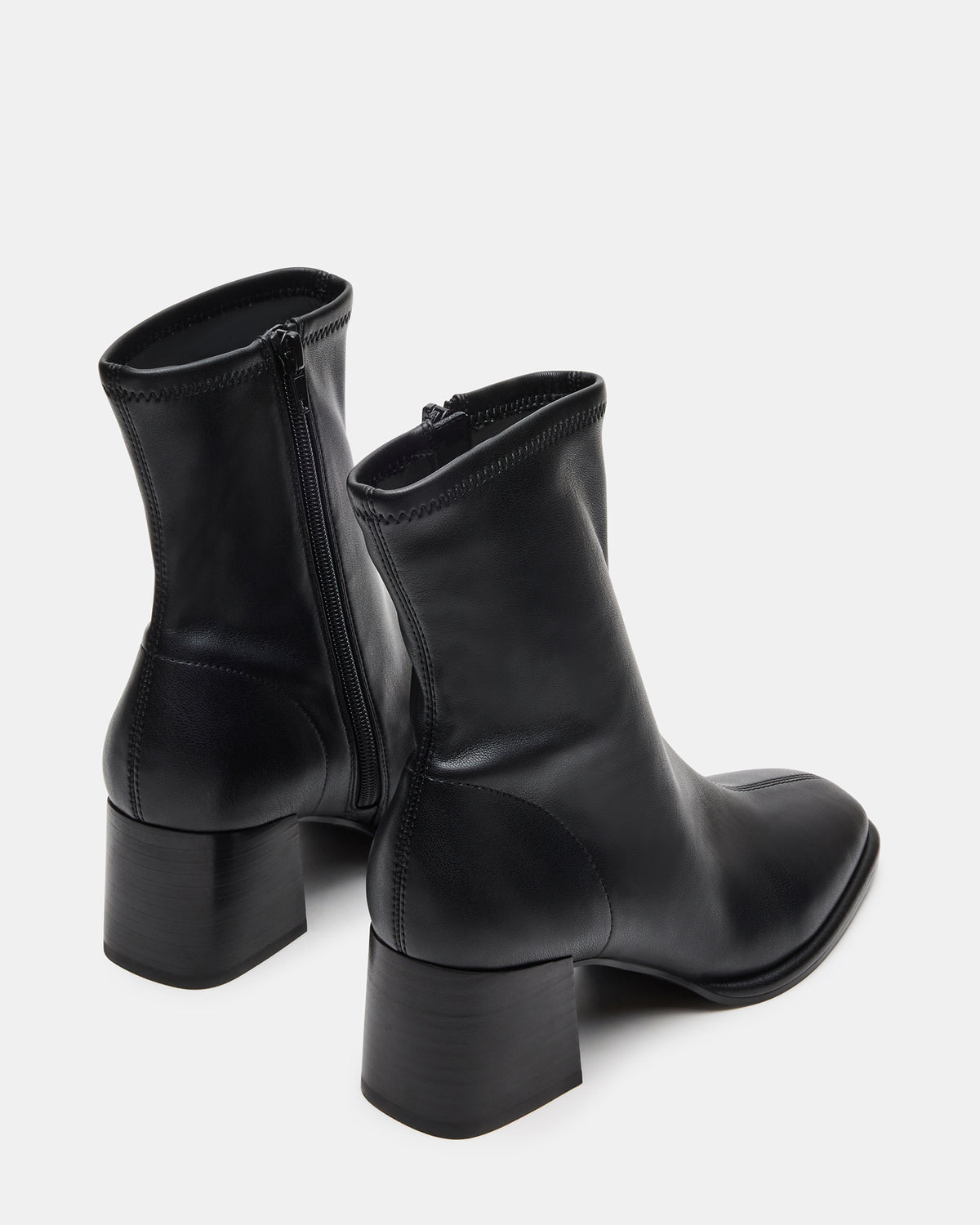 Steve Madden PAMMY Black Square-Toe Block Heel Women's Ankle Boot