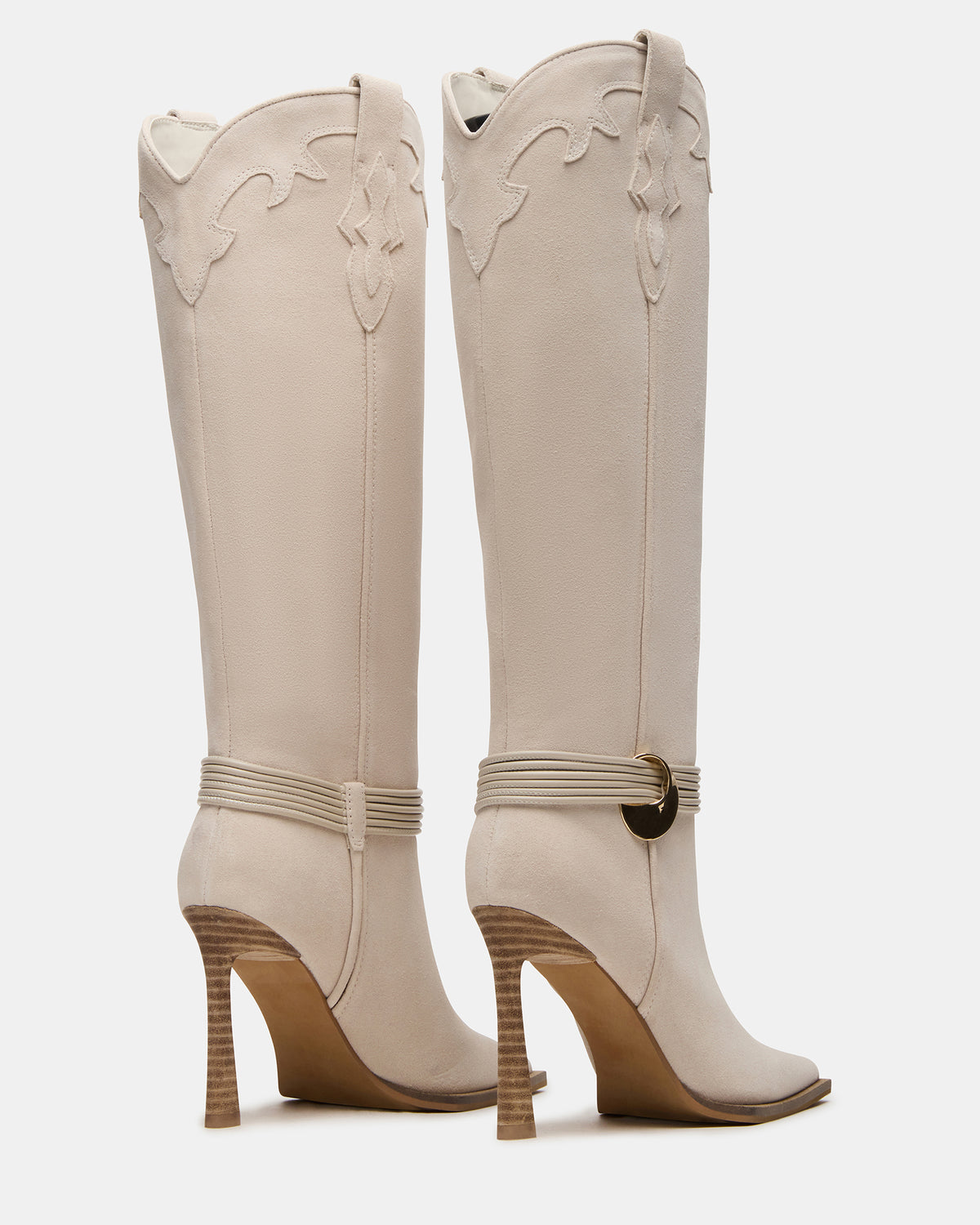 Steve Madden KYNDALL Bone Suede Pointed-Toe Stiletto Heeled Knee-High Women's Boot
