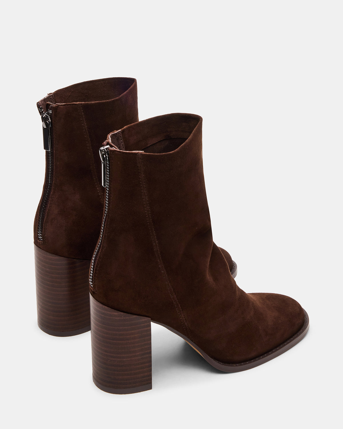 Steve Madden OBSESSION Chocolate Brown Suede Rounded Toe Block Heel Women's Ankle Boot