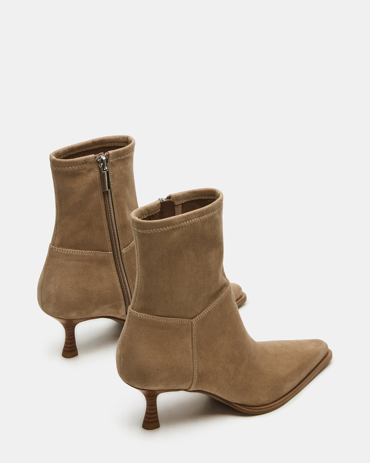 Steve Madden STASIA Taupe Pointed-Toe Kitten Heel Women's Ankle Boot