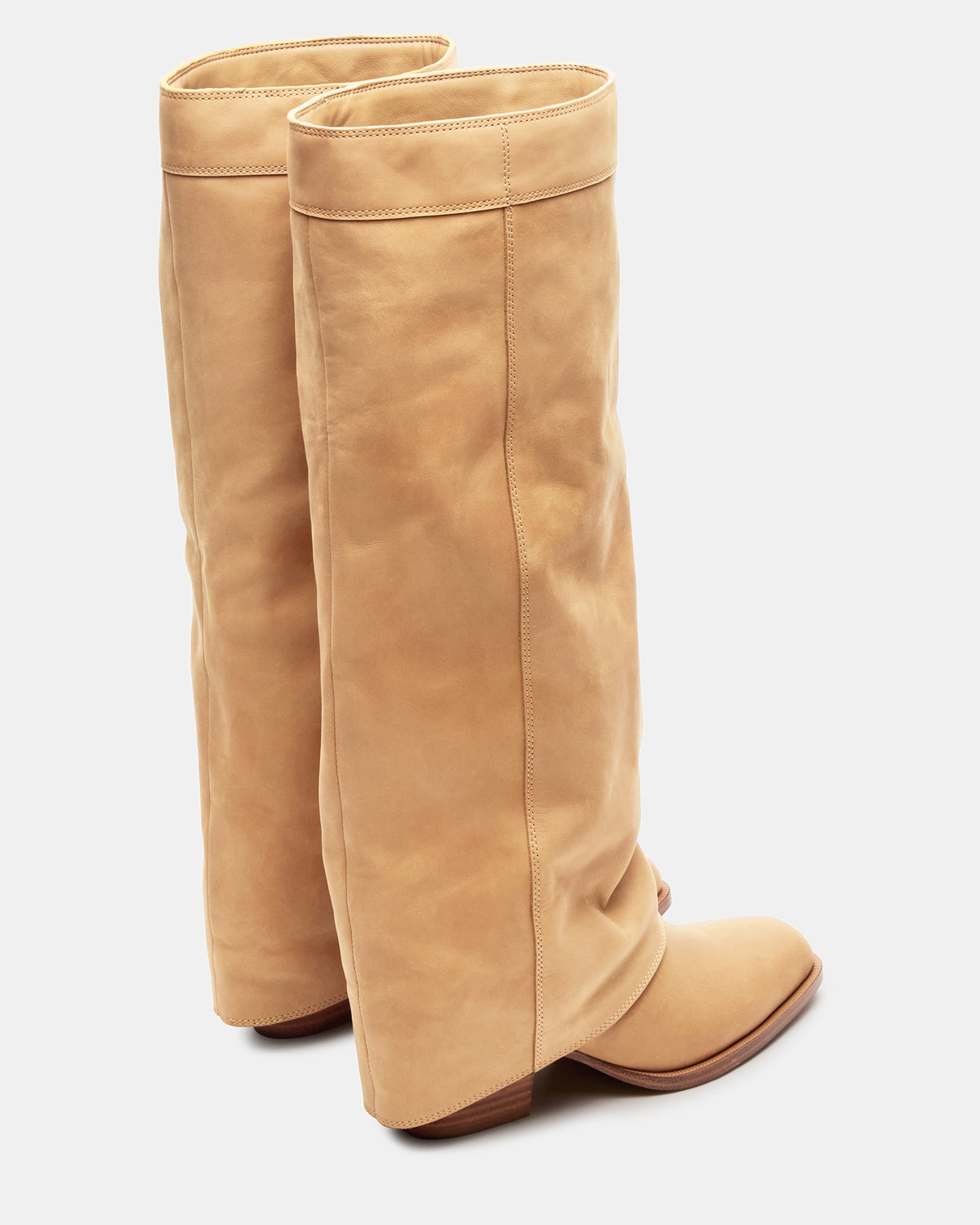 Steve Madden WINNICK Banana Leather Knee-High Cuffed Fold-Over Block Heel Women's Boot