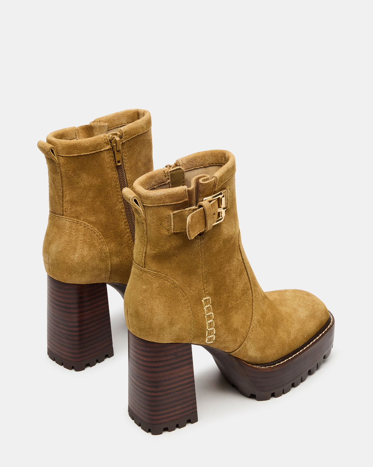 Steve Madden SUMMIT Olive Suede Platform Lug Block Heel Women's Ankle Boot