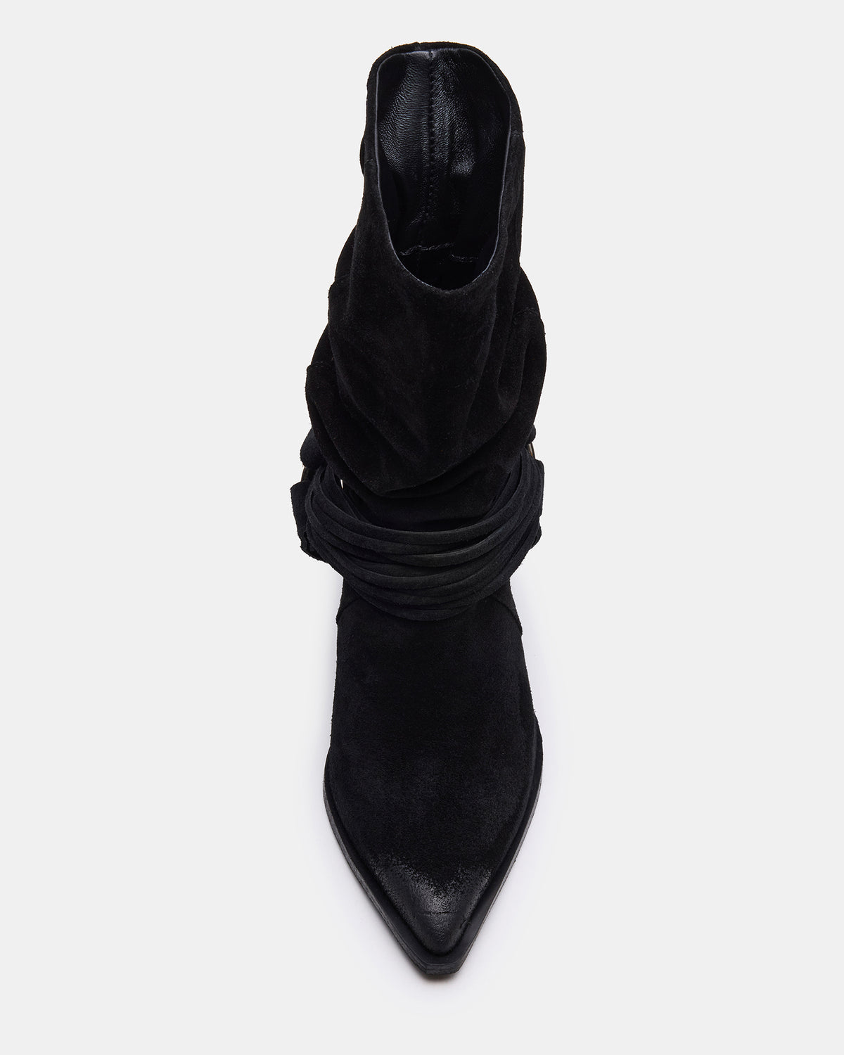 Steve Madden LAUPER Black Pointed-Toe Heeled Buckle Women's Ankle Boot