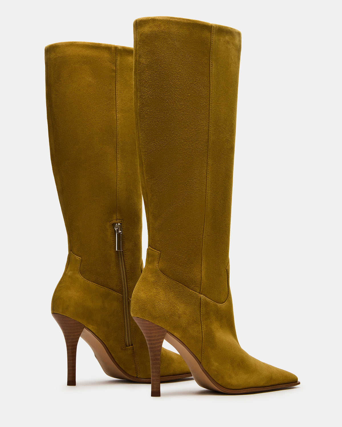 Steve Madden WESCOT Olive Suede Square-Toe Knee-High Heeled Women's Boot