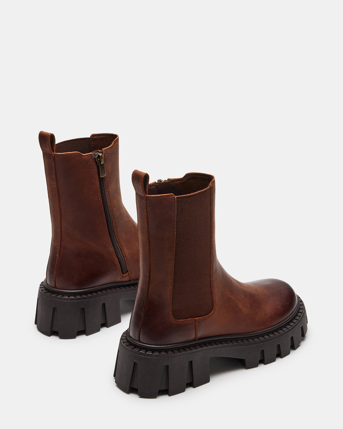 Steve Madden CHARGES Brown Distressed Platform Bootie | Women's Booties