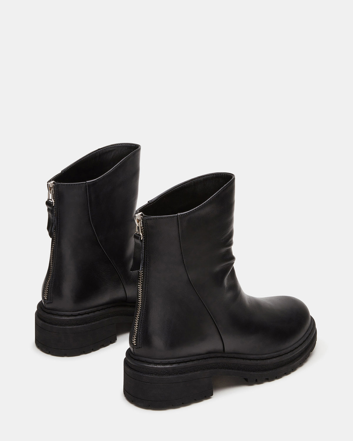 Steve Madden ESSENTIAL Black Leather Scrunched Ankle Boot | Women's Booties