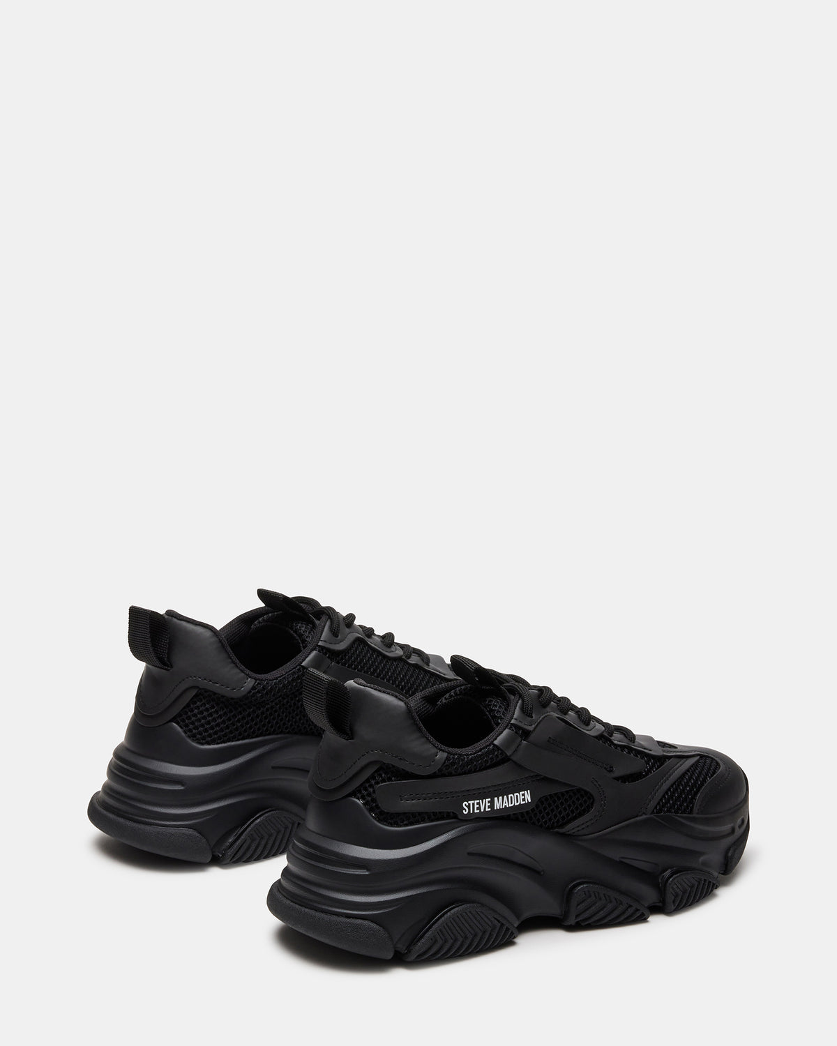 Steve Madden POSSESSION Black Platform Lace-Up Women's Sneaker