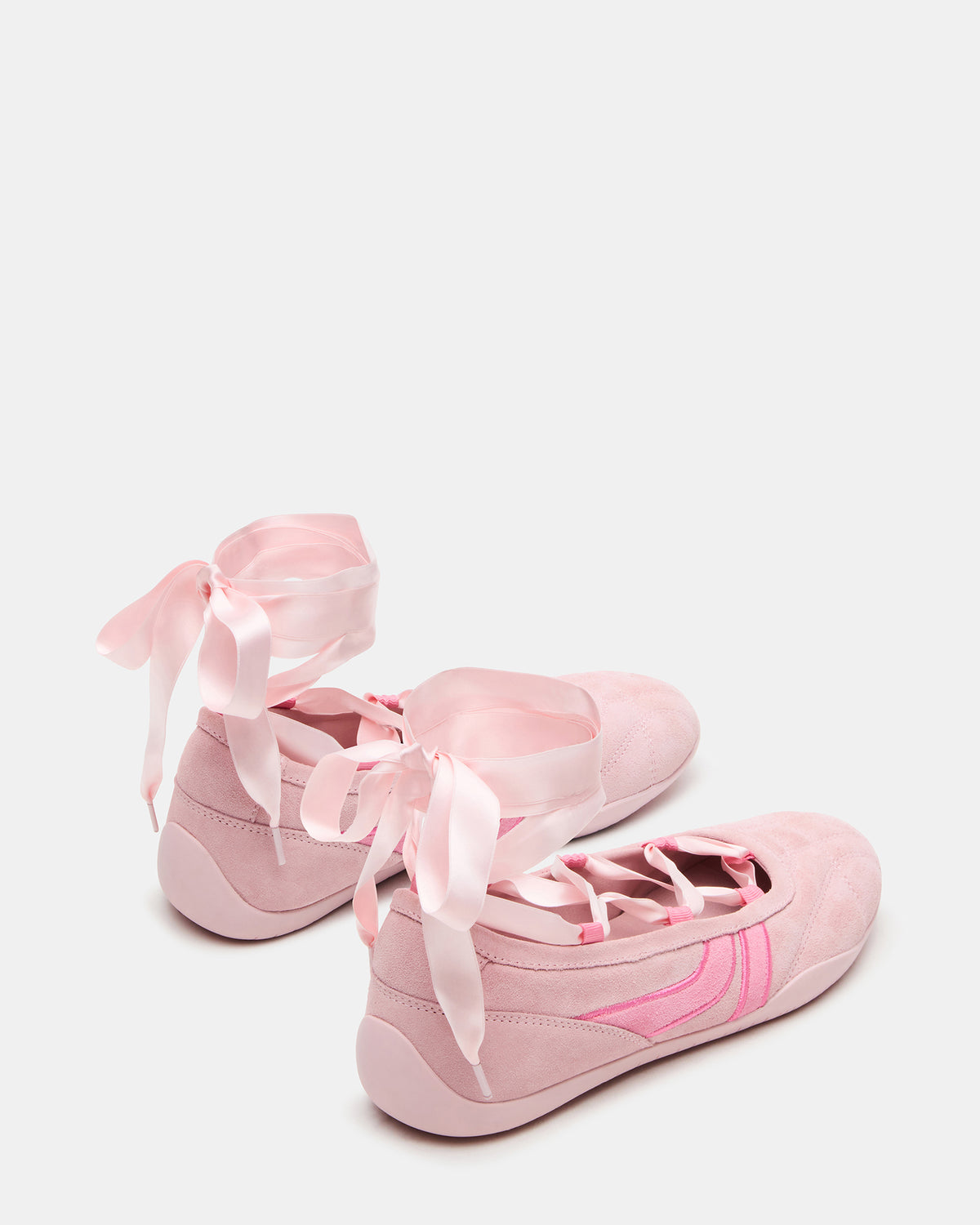 Steve Madden PROMISE Pink Suede Low-Top Lace-Up Ribbon Women's Sneaker