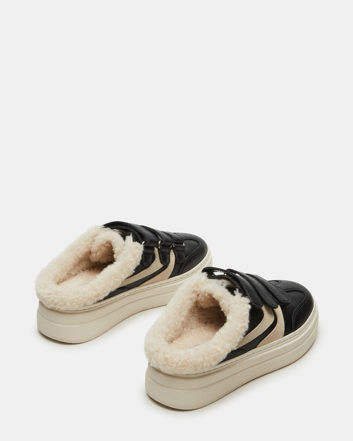 Steve Madden DASHER Black Low-Top Faux Fur Slip-On Sneaker | Women's Sneakers