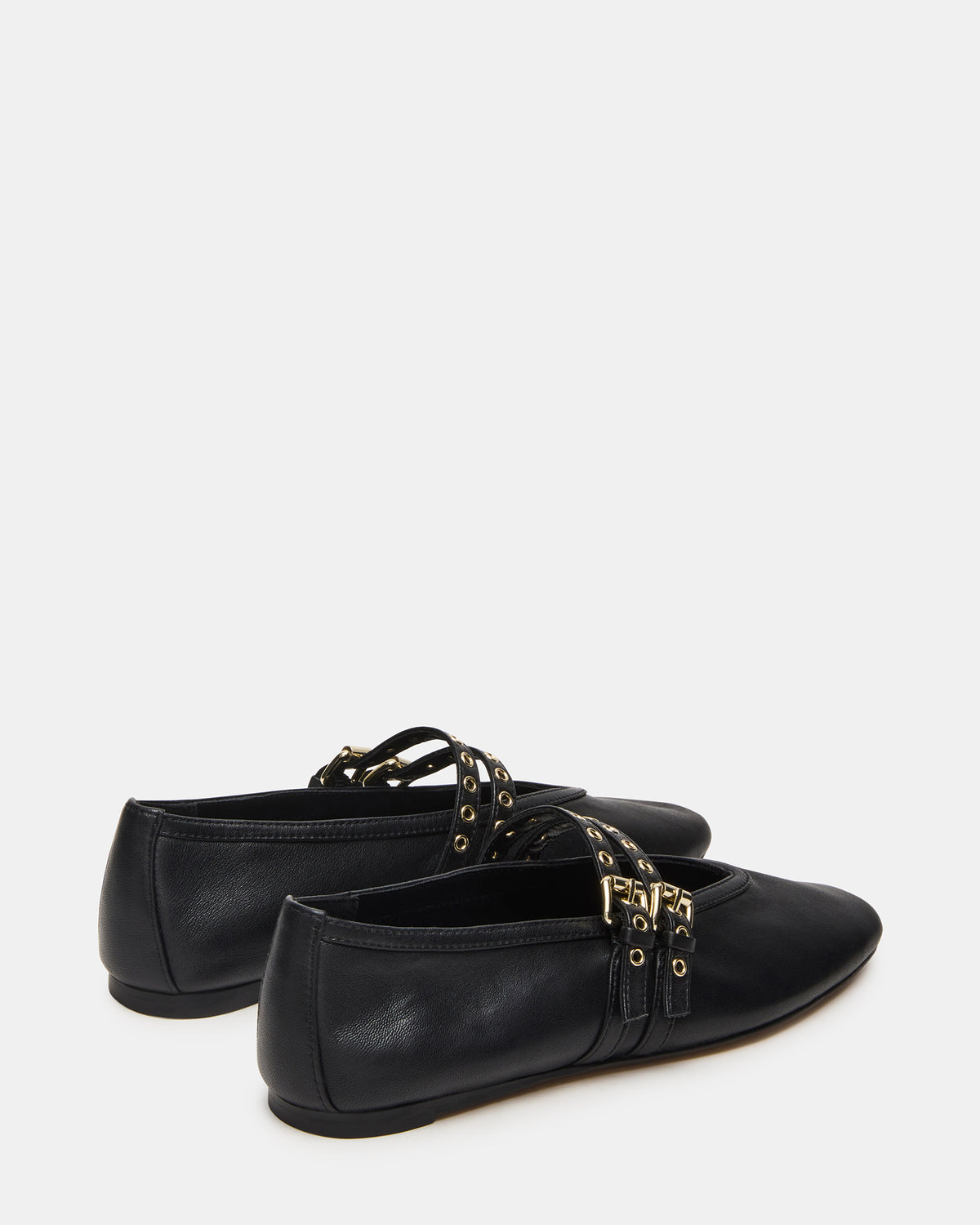 Steve Madden LYDIA Black Leather Square-Toe Mary Jane Ballet Women's Flat