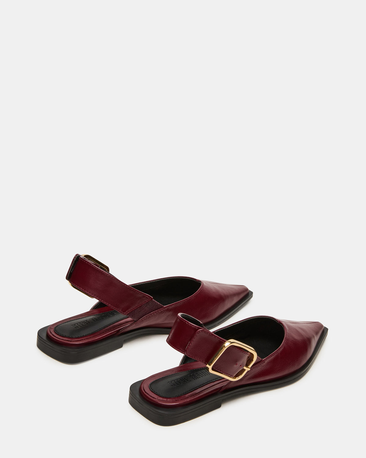 Steve Madden SHAY Burgundy Leather Pointed-Toe Slingback Ballet Women's Flat
