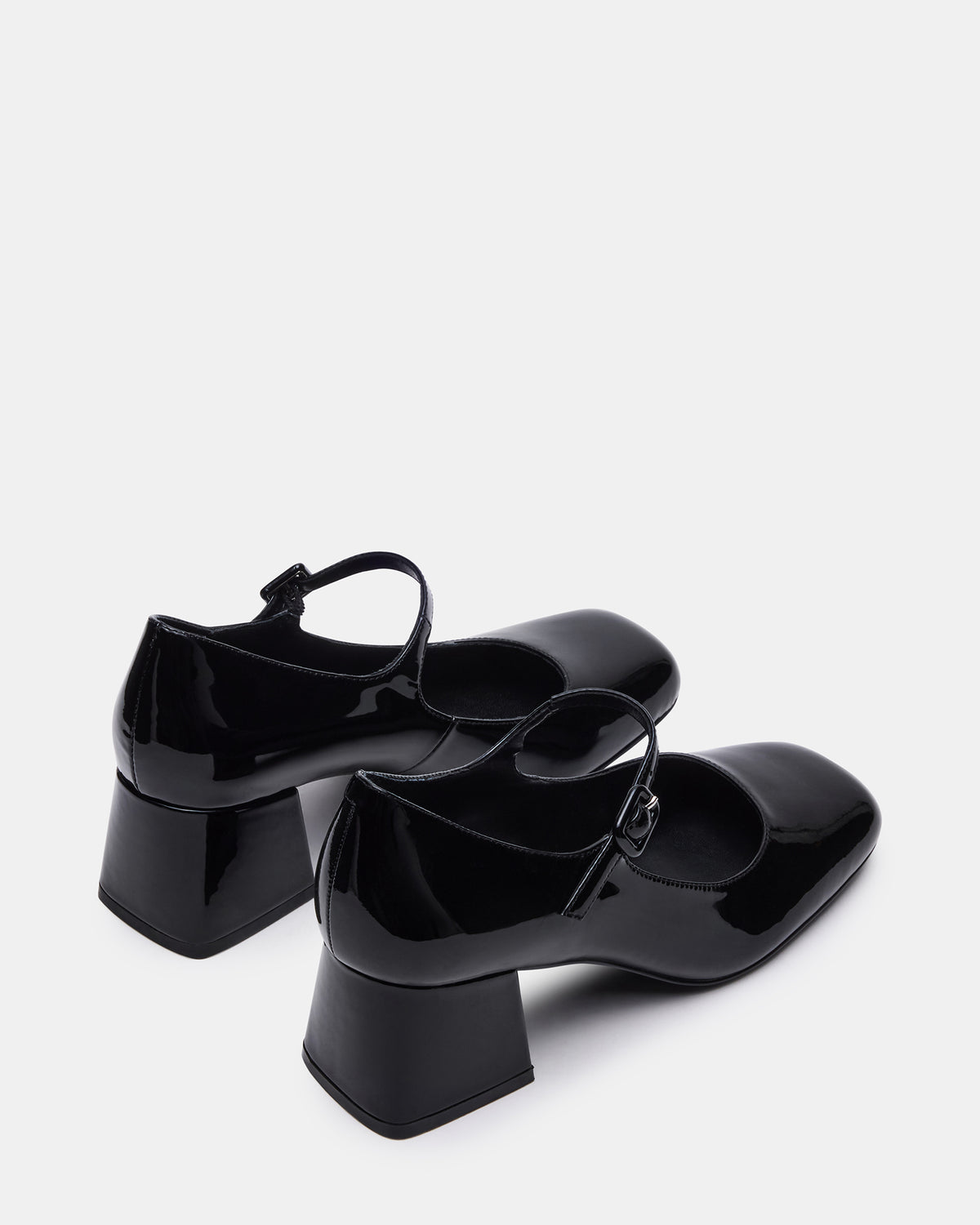 Steve Madden DARCEY Black Patent Square-Toe Mary Jane Block Heel Women's Loafer