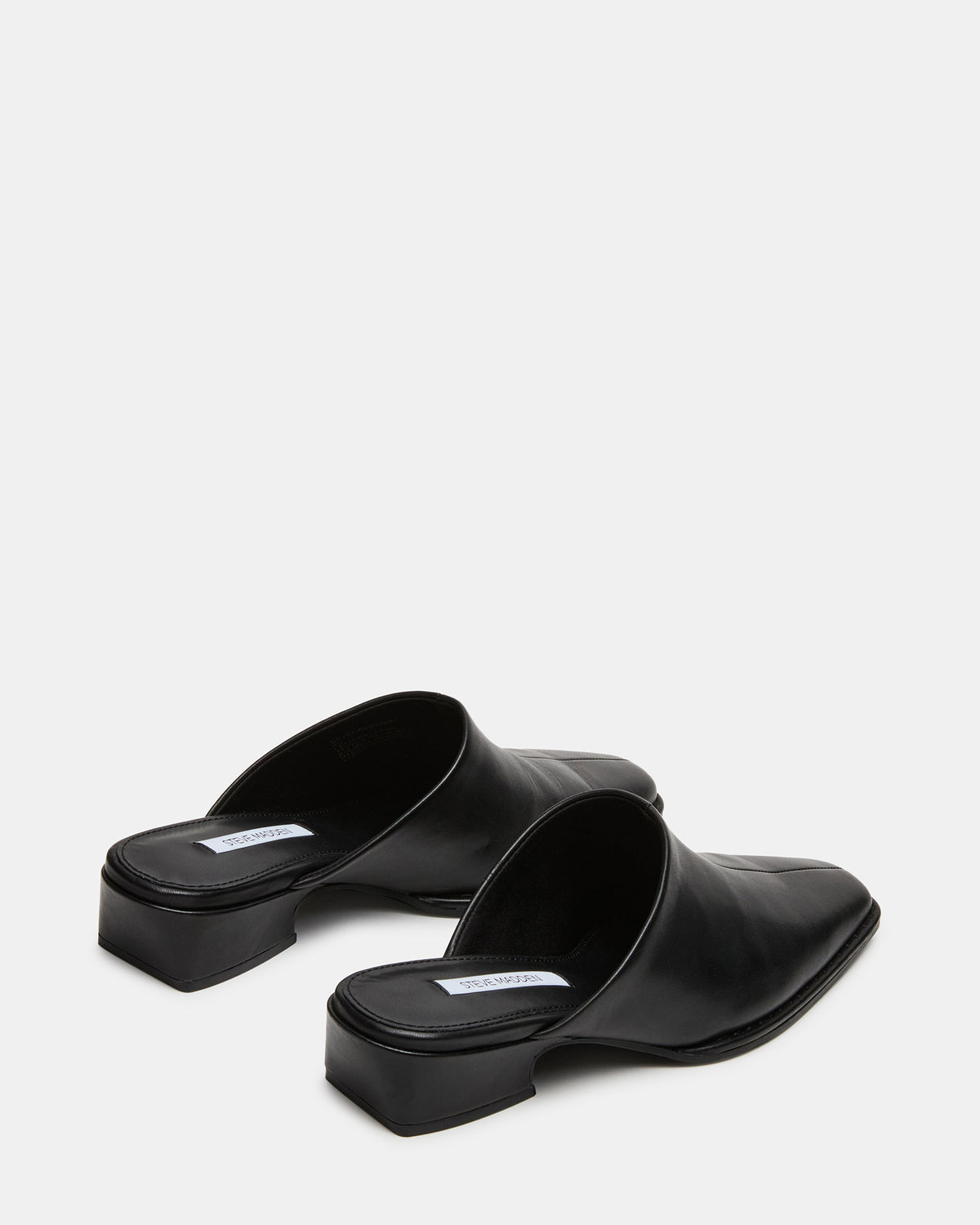 Steve Madden DESSA Black Leather Square-Toe Mule Women's Flat