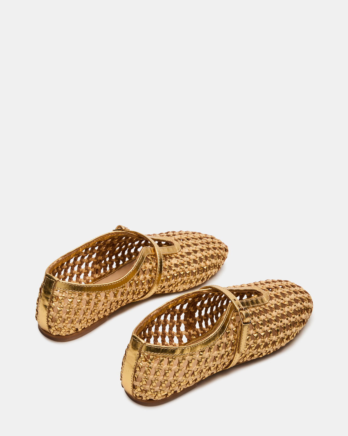 Steve Madden BELLISSIMA Gold Multi Mary Jane Woven Buckle Women's Flats