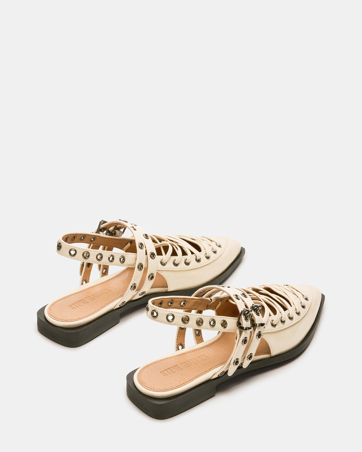 Steve Madden GALANTI Bone Patent Women's Pointed-Toe Moto Slingback Flat