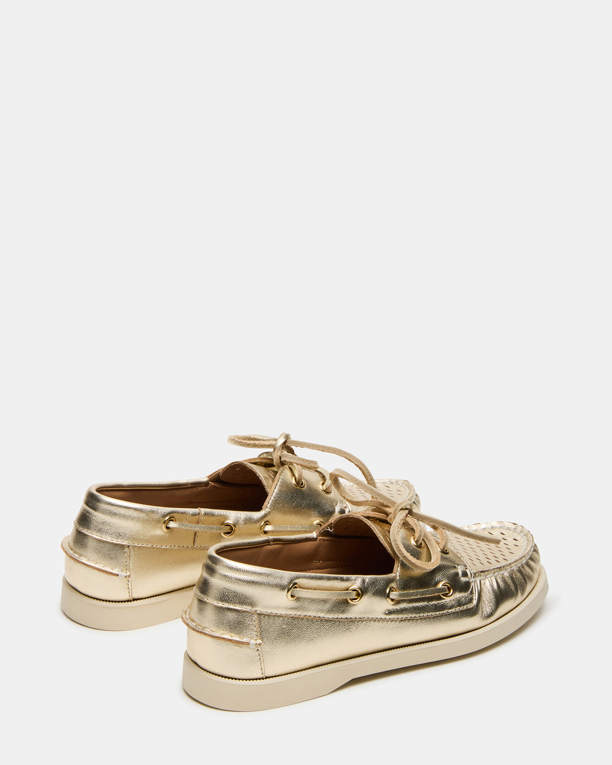 Steve Madden SAIL Gold Leather Flat Loafer | Women's Loafers